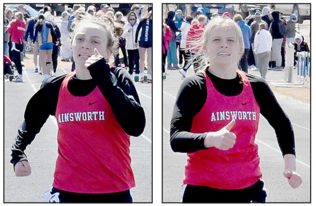 Cameryn Goochey (left) and Madelyn Goochey (right) qualified for the 100 Meter Dash at the Sandhills Invitational. Cameryn placed fifth in the 100 Meter Dash Finals and Madelyn finished seventh in the finals.
