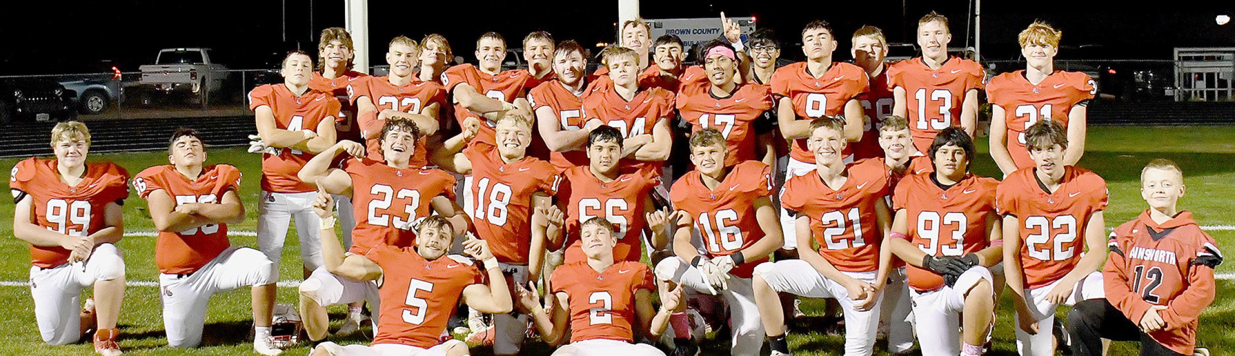 The Ainsworth Bulldog Football Team wrapped up their 2024 season will 3-5 season and celebrated their third straight District Championship. The Bulldogs lost to the Kenesaw Blue Devils in first round Class D2 playoffs that ended their 2024 season. The Bulldogs will say farewell to nine seniors, Morgan Kinney, Ryan Salzman, Owen Blumenstock, Logan Schroedl, Angel Ajin, Mason Painter, Cole Swanson, Aiden Jackman and Jacob Held.