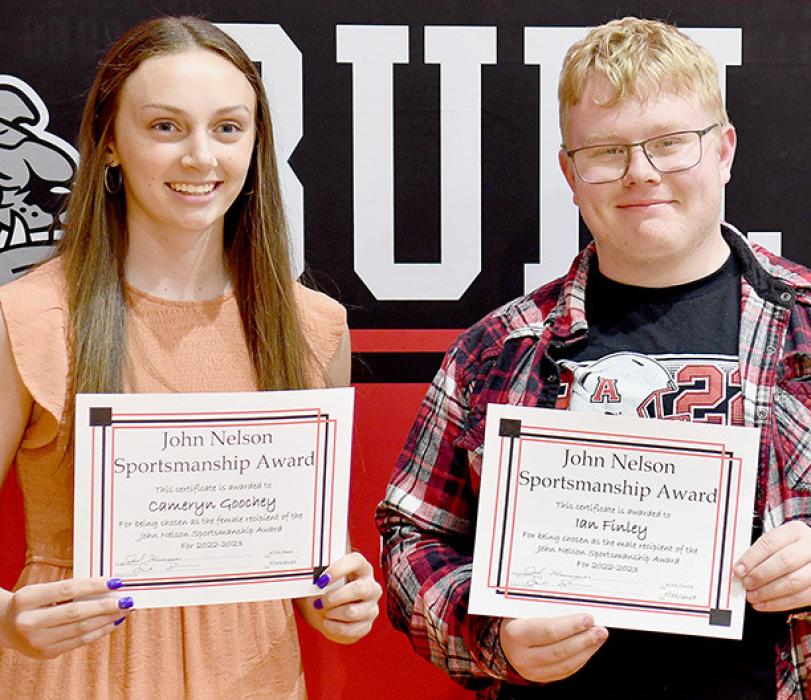 The John Nelson Sportsmanship Award was presented to (left to right) Cameryn Goochey and Ian Finley.