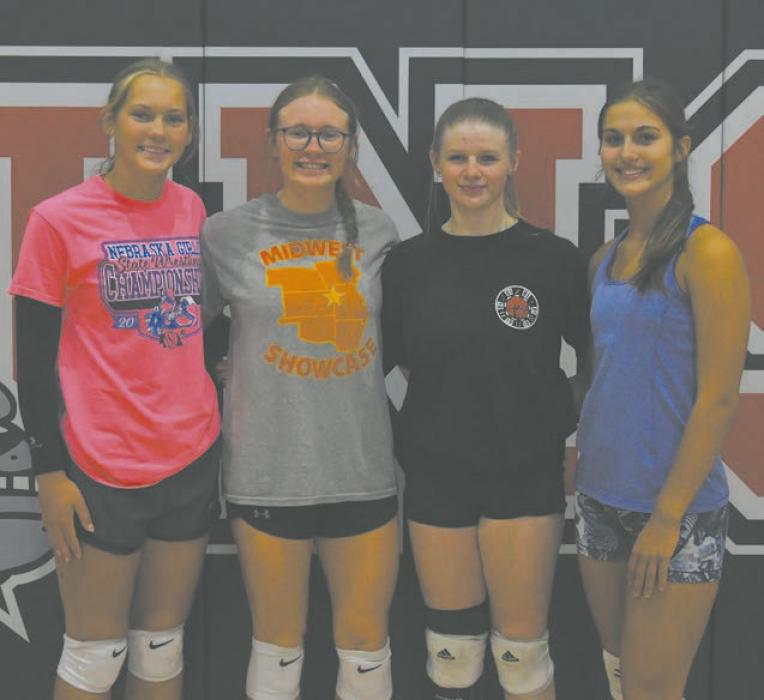 The Ainsworth High School volleyball team held its annual fuel scrimmage on August 22. Pictured above are the captains for the 2025 season (left - right): Senior Megan Jones, Junior Gracyn Painter, Junior Addison Held, and Junior Willa Flynn.