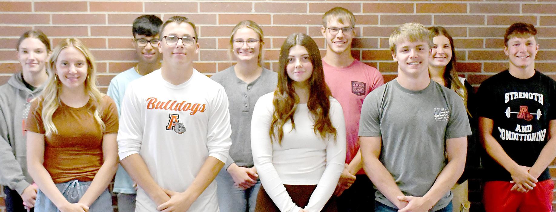The Ainsworth Community Schools student body has chosen their candidates for the 2024 AHS Homecoming Royalty. Selected to representative the various areas at school are (Front Row - Left to Right): Senior Class - Preselyn Goochey and Ryan Salzman and Fine Arts - Clara Brede and Jacob Held; (Back Row - Left to Right): Vocational Clubs (FBLA, FCCLA and FFA) - Jolyn Pozehl and Angel Ajin, Fall Sports - Emma Kennedy and Aiden Jackman, A-Club - Miah Ortner and Morgan Kinney.