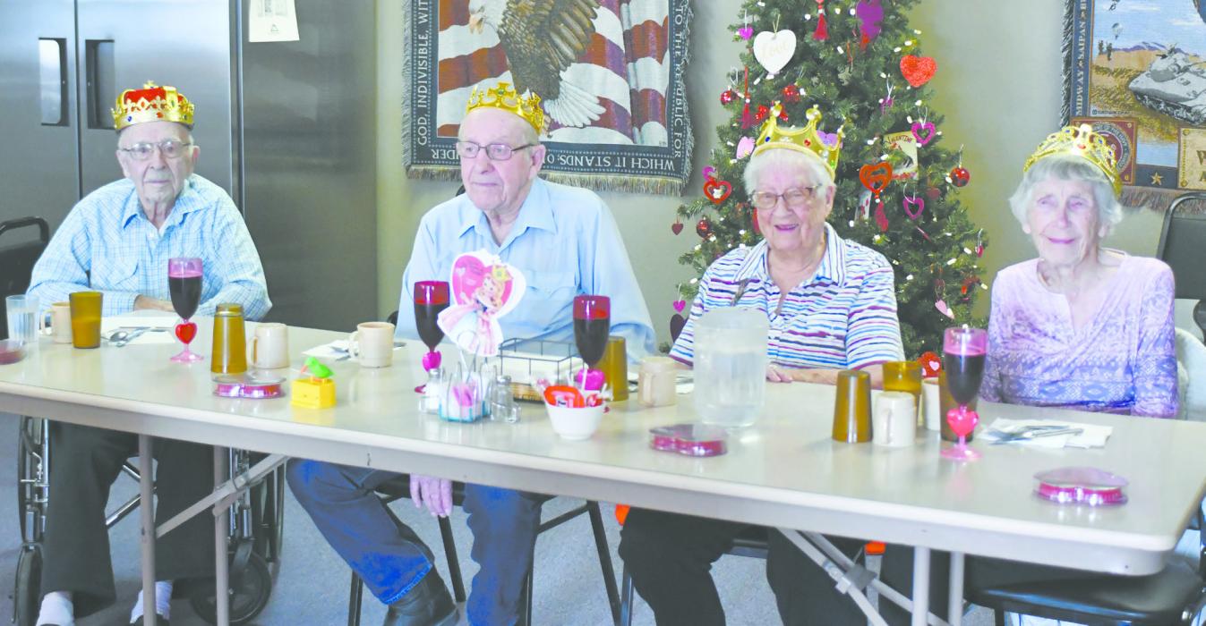 Ainsworth Senior Center crowned its Valentine’s Day Royalty during a special lunch on Friday, February 13. This year’s royalty were (left - right): King Lonnie Price, Prince Bill Haskell, Queen Elsie Coble, and Princess Lois Broekmeier.