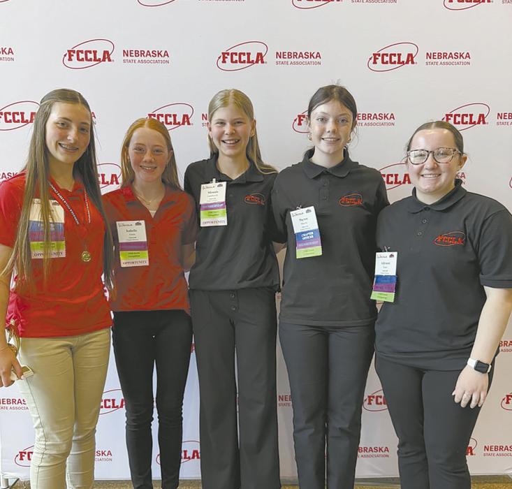 Students who competed at the state FCCLA Convention were (left - right): Addilyn Doke, Isabelle Arens, Miranda Lambrecht, Payton Moody and Ady Sears.