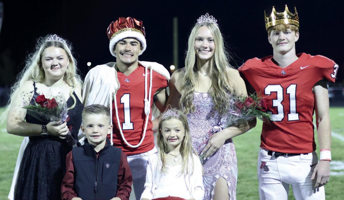 The Ainsworth Community Schools student body voted for homecoming royalty. The winners were announced after the Bulldogs beat the North Central Knights on Friday, October 3. This year’s royalty were back row (left - right): Princess Madison Phares, King Chris Fernandez, Queen Megan Jones, and Prince Sam Titus. The crown bearers were Preston Winters and Blair Martin. November 19, 2025 American Legion Auxiliary Holds Birthday Celebration