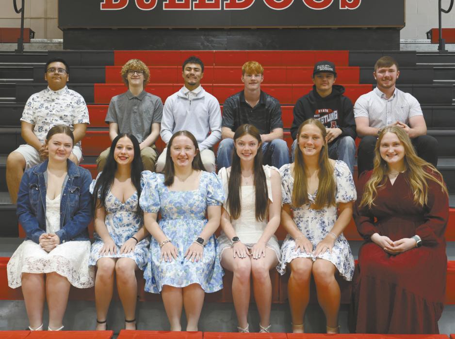 Twelve out of 22 graduates in the Ainsworth class of 2026 received scholarships. The seniors include (front row, left right): Madison Phares, Christina Fernau, Adysson Sears, Payton Moody, Megan Jones and Addah Booth. Back row: Saul Fernandez Arcipreste Andrade, Jace Johnson, Christopher Fernandez, Sam Titus, Kaden Evans and Witten Painter.