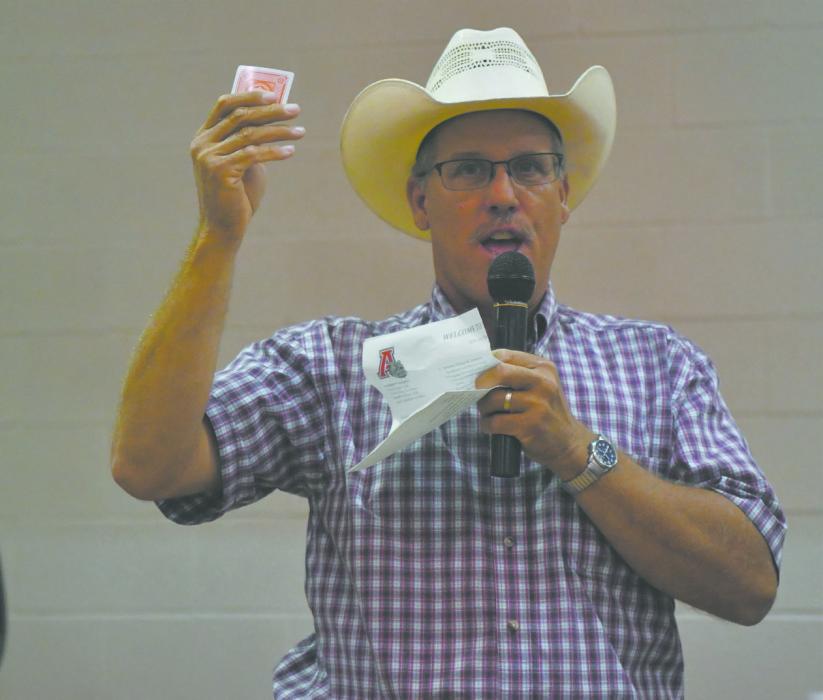 Tony Ruhter was the auctioneer during the Bulldog Pride event. The Bulldog Booster Club had several donations that were auctioned off, raffled, or placed in a silent auction to benefit Ainsworth Activities.