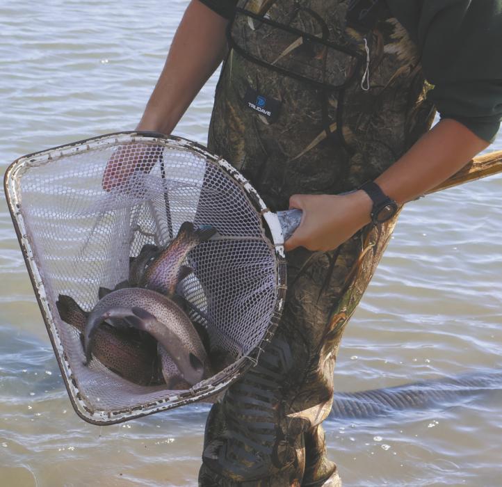 The Nebraska Game and Parks Commission stocked close to 250 rainbow trout in the Community Fishing Pond in Ainsworth. Commissioner Dennis Bauer reminds the public that if anyone plans to keep the trout, that the limit is five per day, with a possession limit of 10.