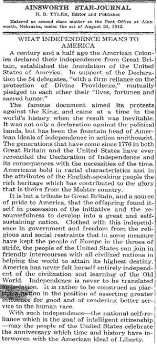 America's 150th in the Star-Journal