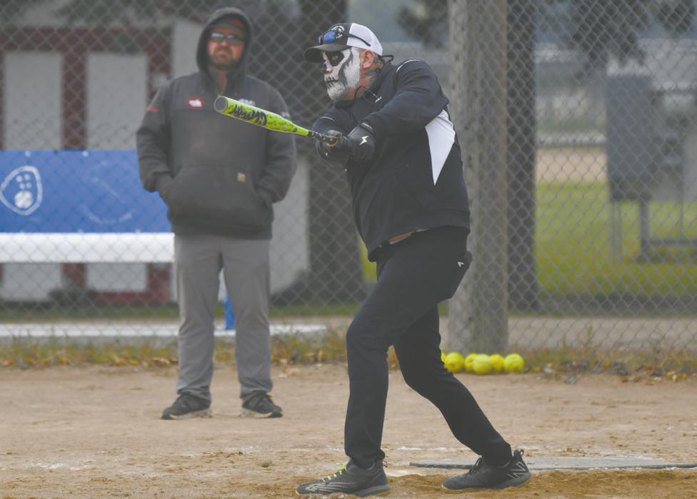 Shawn Fernau takes a swing at a pitch. Fernau has put on several softball tournaments in recent years. This tournament benefited Ainsworth Post Prom.