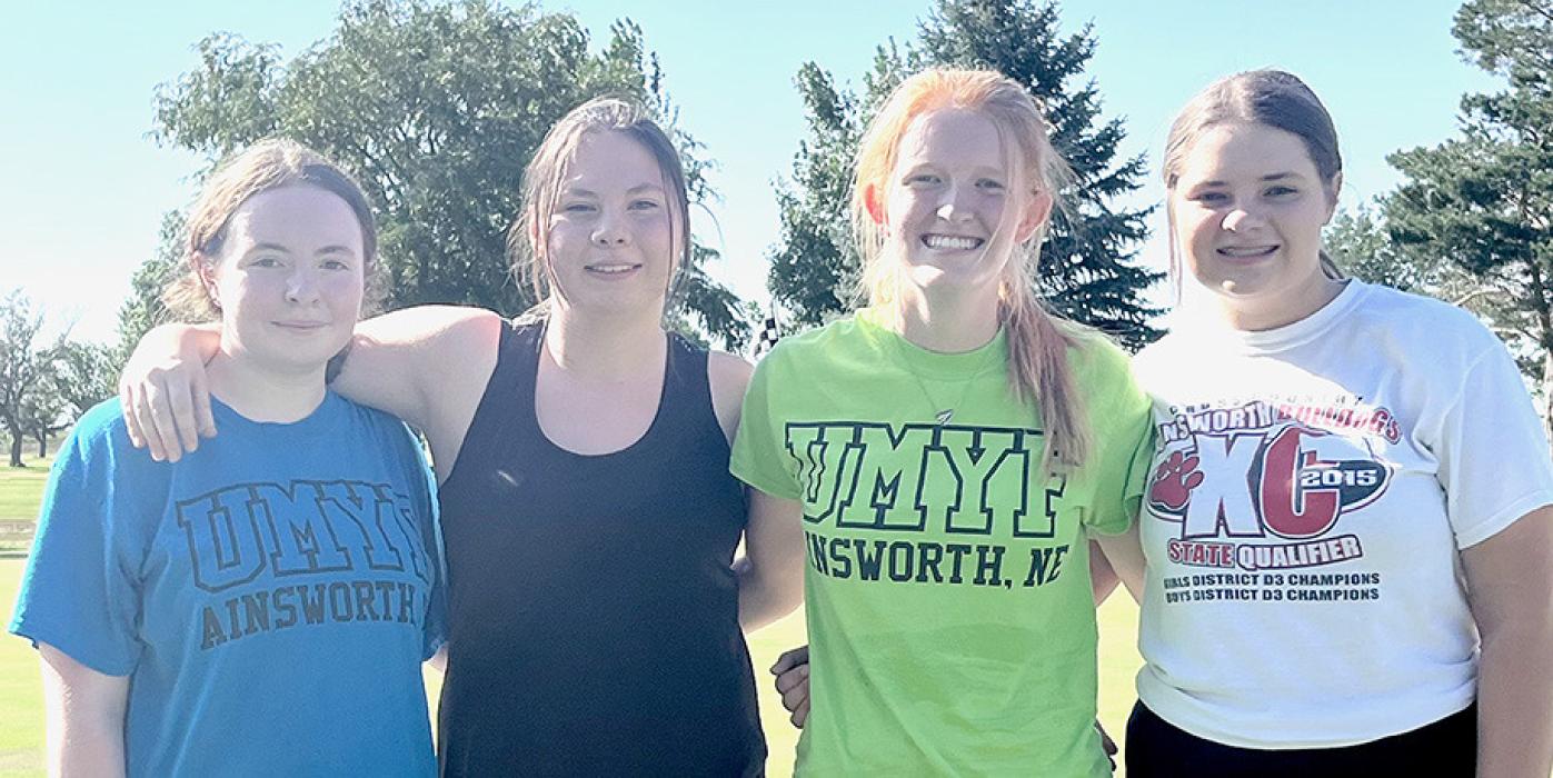 The Ainsworth Girls Golf Team has four returning letter winners from the 2022 season. Returning letter winners are (left to right) Jordan Beatty, Jaden Appleman, Terra Shoemaker, and Hannah Beel