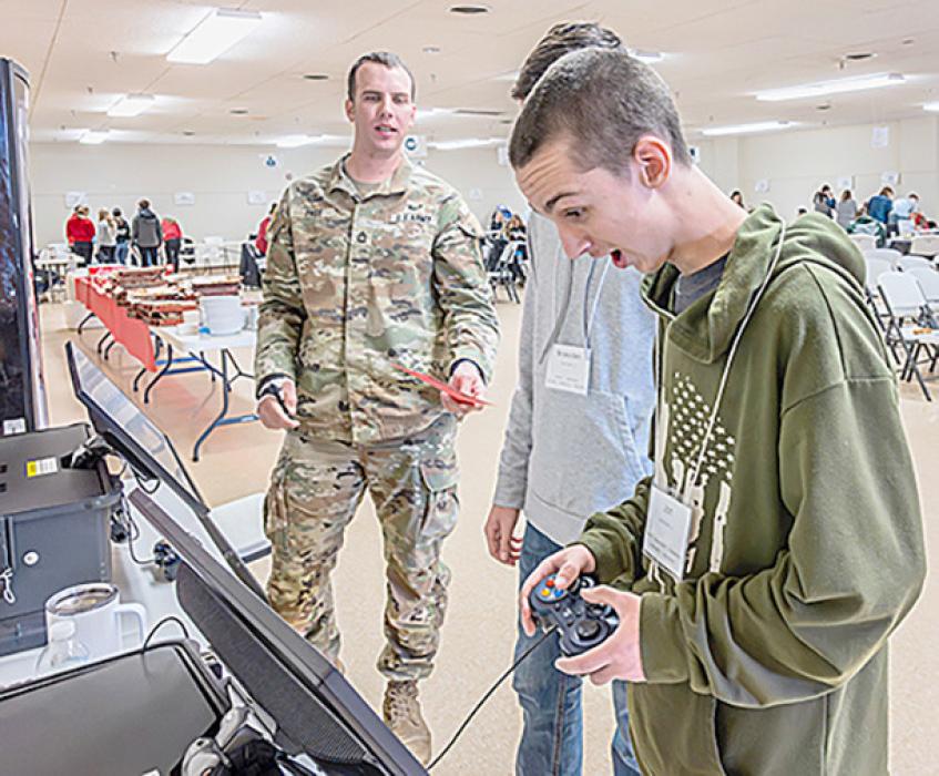 Working with the drone simulator, Jon said he may go into the National Guard.