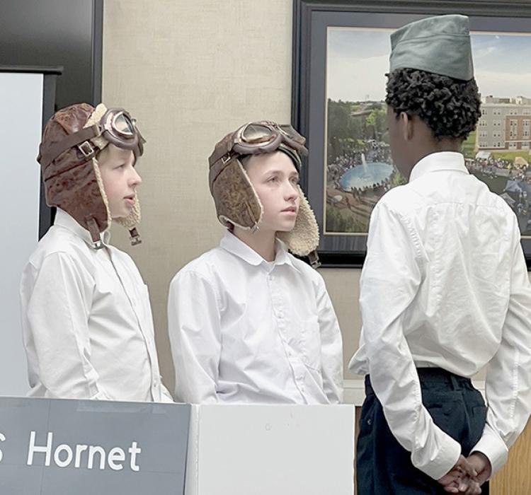 Paul Denny, Max Hasenohr and Keith Munnu did a performance about the attack on Pearl Harbor.