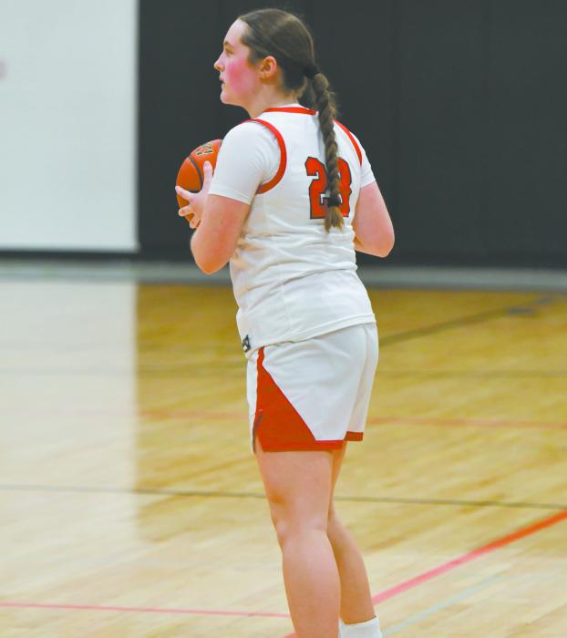 Freshman Payton Sears looks to pass the ball to a fellow Bulldog Sears had eight points in the game, along with five rebounds.
