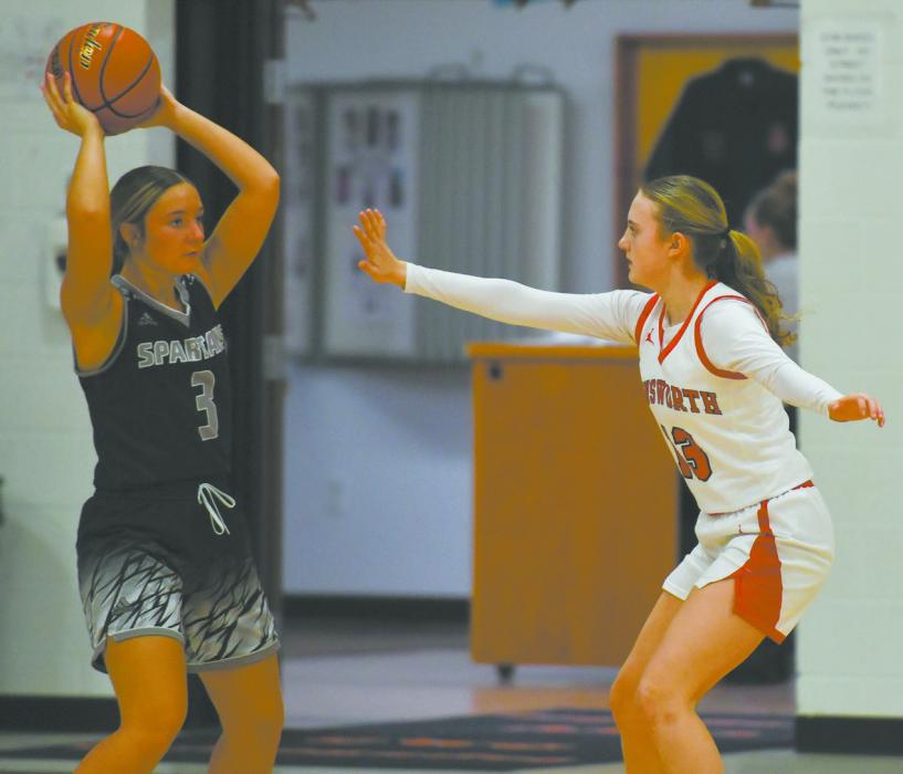 Freshman Gracyn Sisson plays defense on Destiny Bennett of Boyd County.