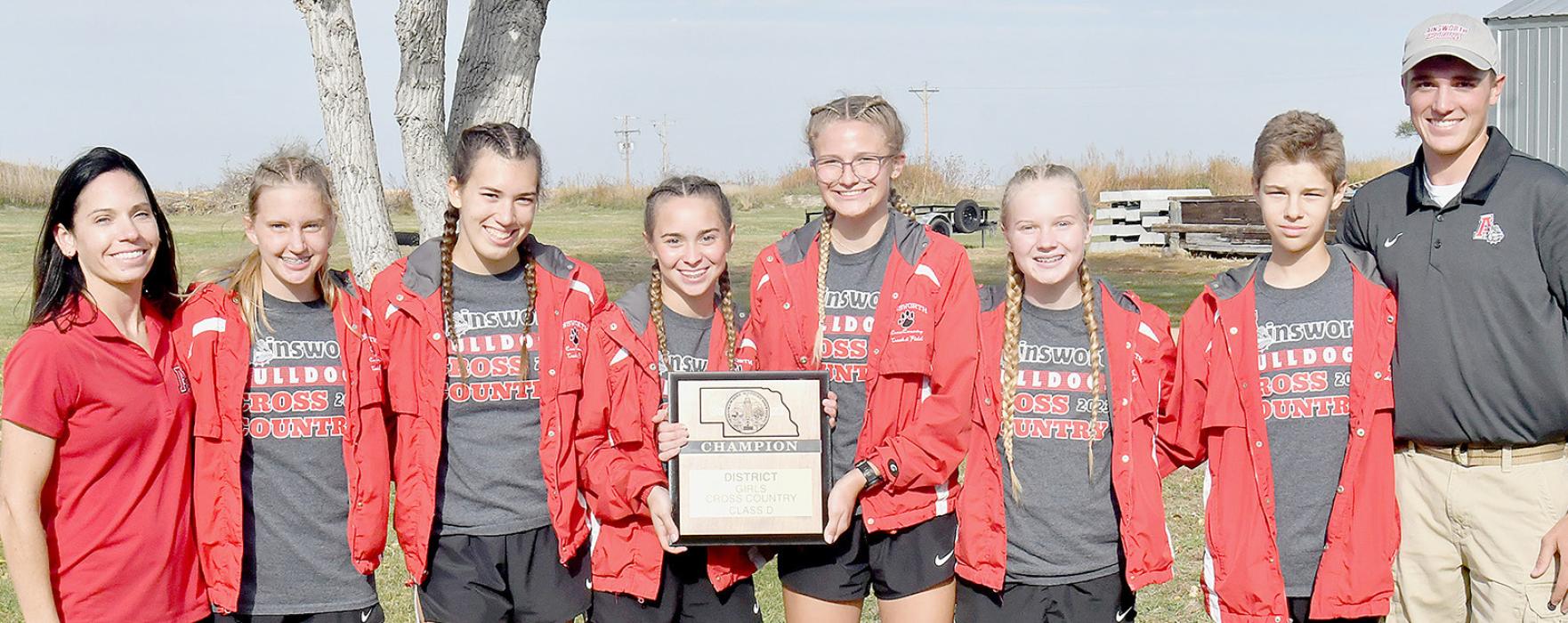 The Ainsworth Girls Cross Country Team along with Holden Beel of the Boys Cross Country Team have qualified for the 2023 State Cross Country Class D Meet in Kearney on Friday, October 20th. Team members qualifying for the state meet are (Left to Right): Co-Head Coach Katie Winters, Preselyn Goochey, Katherine Kerrigan, Tessa Barthel, Emma Kennedy, Kiley Orton, Holden Beel and Co-Head Coach Trey Schlueter.