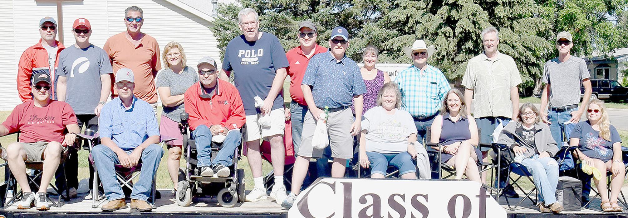AHS Class of 1983 - 40 Year Class Forty years of reminiscing took place with the classmates from 1983. (Front Row - Left to Right): Brad Fiala, Rex Micheel, Tom McGill, Bob McDuffee, Joann (Hagerman) Geiler, Ronda (Armold) Swanson, Sally Jo (Davis) Reed and Becky (Crist) Shinn;; (Back Row - Left to Right): Bryce Kirkpatrick, Gary Trobee, Brian Syfie, Caren (Haake) Fernau, Tom Howell, Blair Kirkpatrick, Deann (Frihauf) Wood, Joe McBride, Ed Brown and Rod Baragar.