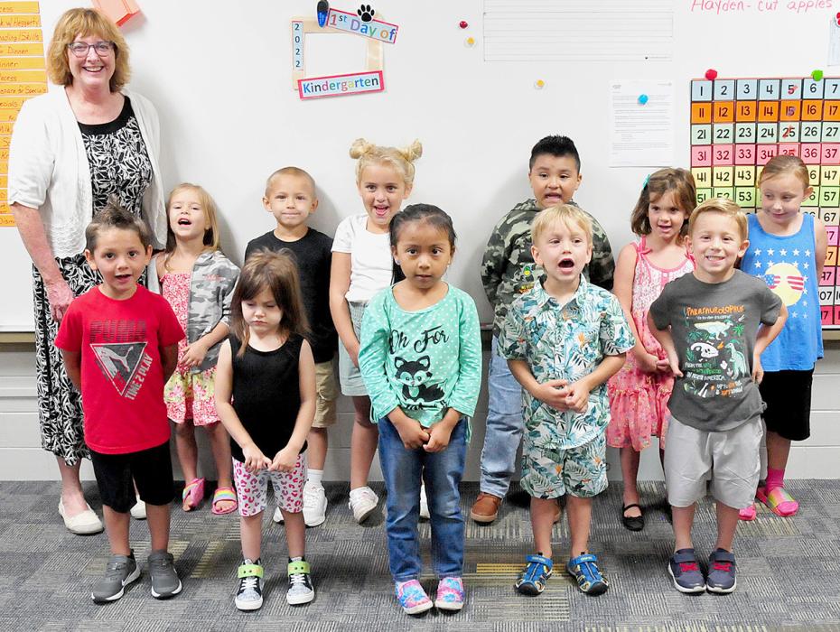 Mrs. Lori Pollock is teaching the 2nd room of Kindergartners this year who help make up the Class of 2035. Students are (Front Row - Left to Right): Brysen Swett, Amara Mussman, Karol Rojas-Salzar, Hayden Beegle and Lincoln Leach; (Back Row - Left to Right): Sammy Keller, Wyatt Corker, Dallyn Dailey, Francisco Zumano, Hazel O’Hare and Ranae Fernau. Not pictured is Aleynah Jimenez.