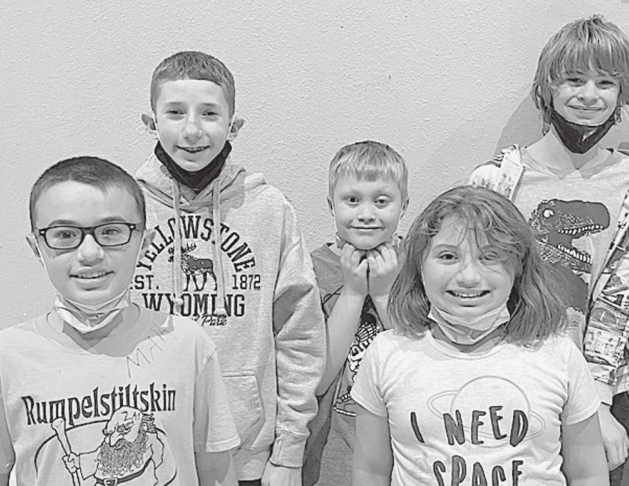 The 5th-7th Grade DI team members are (back row left to right) Daniel Thornton, Kristofer Hitchcock, Erick Hitchcock; (front row left to right) Ty Bolli and Danni Bolli.