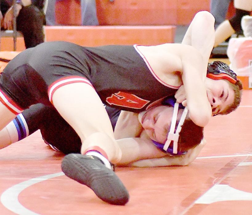Holden Beel won by a fall over Wyatt Fowler of North
