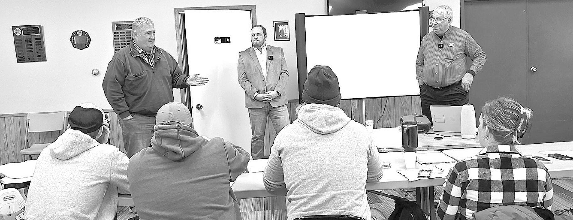 Steve Tucker (left), a UNL alumni and an owner of Tucker Farms and AgriForce Seed in Venango; Robert Ellis, American Farmland Trust; and Paul Jasa, UNL extension research engineer, discuss questions raised by the Nebraska Soil Health School attendees during the event’s discussion panel. Photo by Bijesh Maharjan