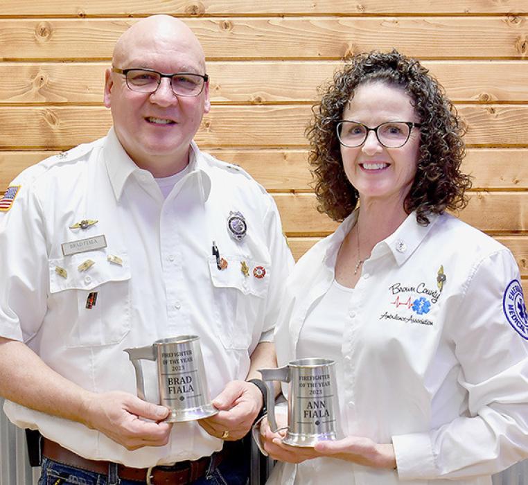 Firefighters of the Year for Ainsworth Fire Department were presented to Brad and Ann Fiala.