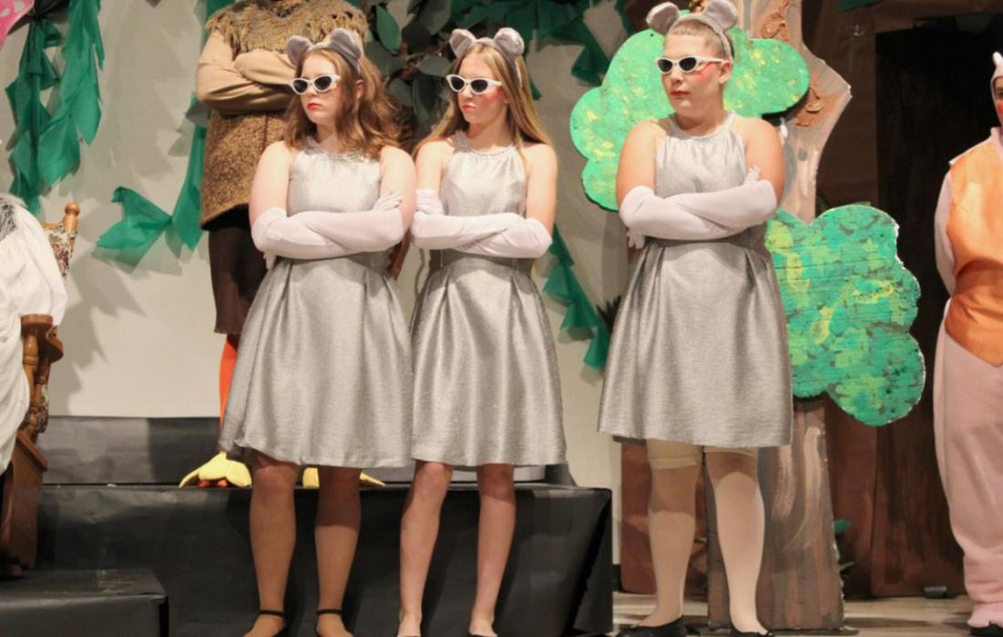 Photo at left: The Three Blind Mice were performed by: (Left to Right): Alia Bejot, Chloe DeBusk and Preselyn Goochey.