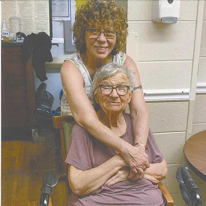 Patty Kaiser (sitting) and her dear friend Annette Hessert. Hessert and Kaiser worked together for many years, becoming close friends.