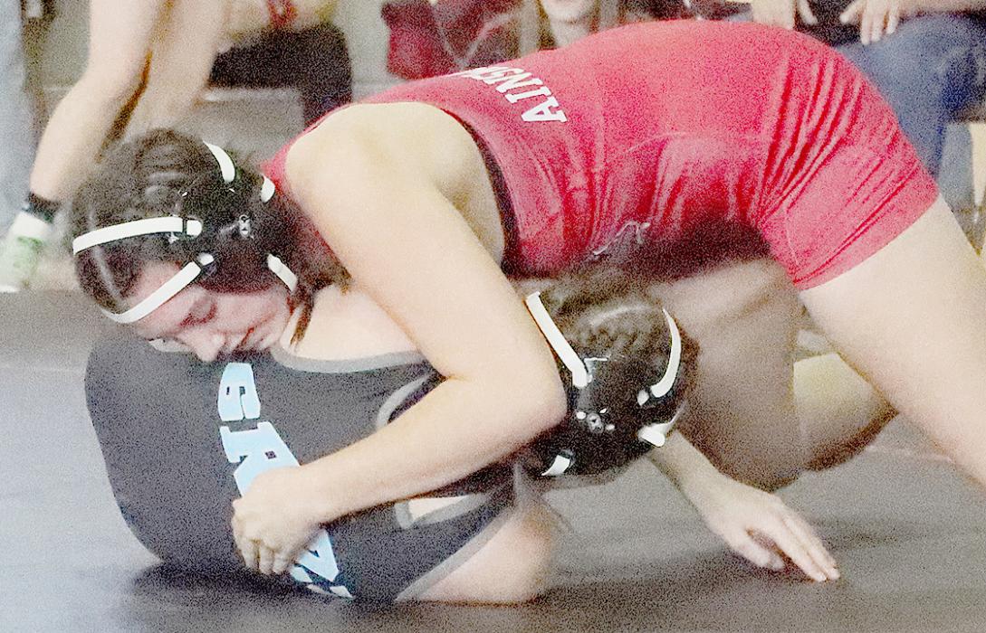 Braylin Rudnick wrestled in the 145 lb. weight class at the NSAA Girls B District 2.