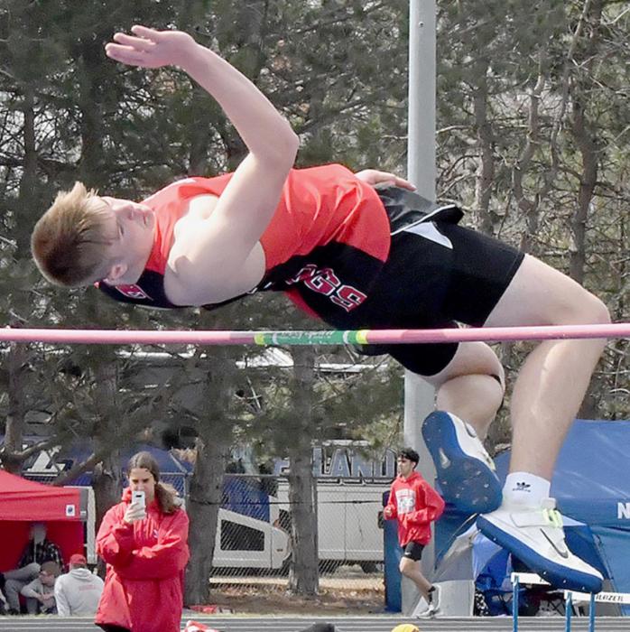 Sophomore Carter Nelson set records in the High Jump, Discus and 200 Meter Dash during competition at the O’Neill Invitational Track Meet.
