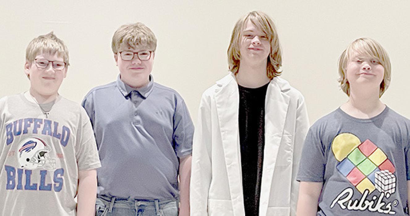 The 7th &amp; 8th grade DI Team was (Left to Right) Conner Hollenbeck, David Cook, Erick Hitchcock and Kristofer Hitchcock.