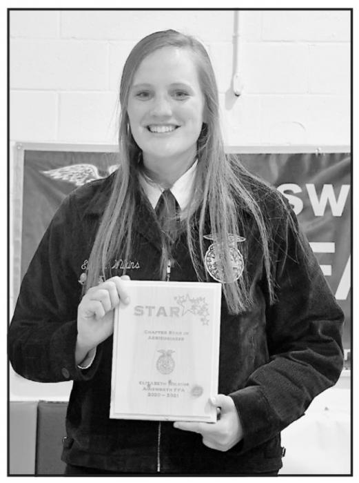Libby Wilkins received the FFA Chapter Star Award in Agribusiness. Her Supervised Agricultural Experience is owning and operating Libby’s Sweet Treats.