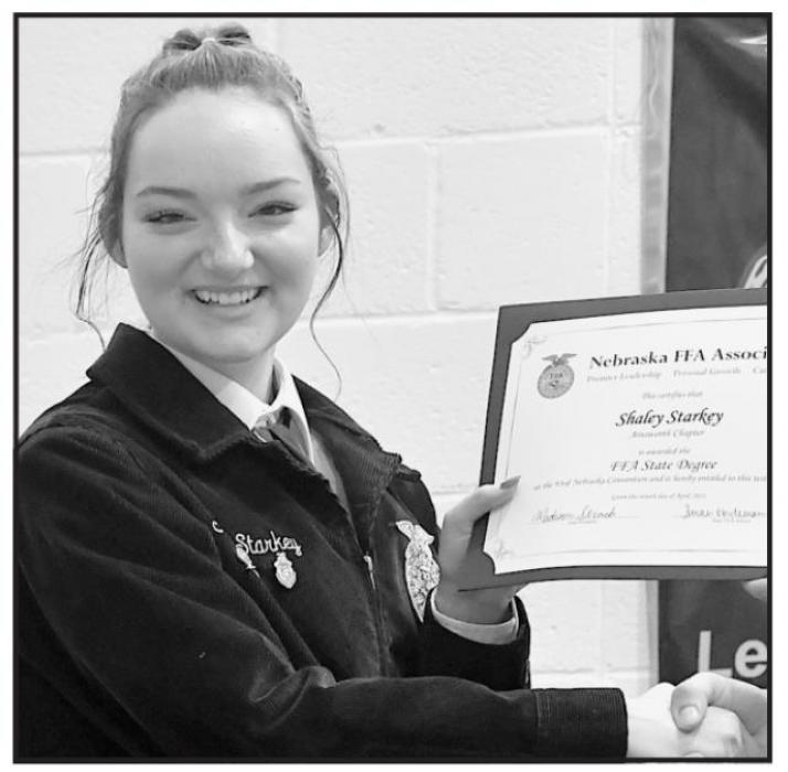 Shaley Starkey received her State FFA Degree.