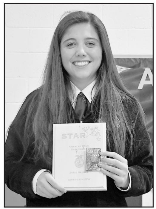Josie Ganser received the Star Greenhand Degree. Her Supervised Agricultural Experience is working at Sandhills Animal Health Center.