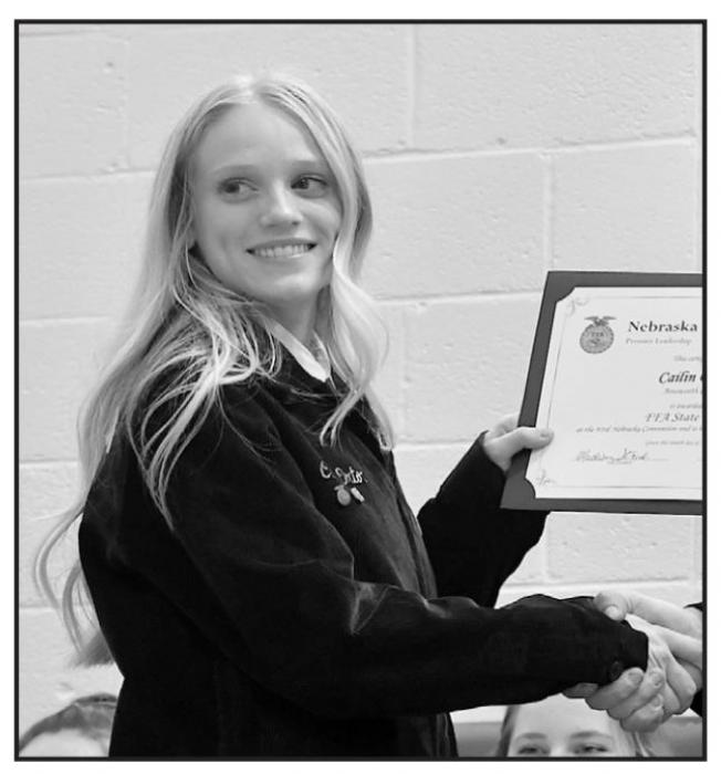Cailin Orton received her State FFA Degree.