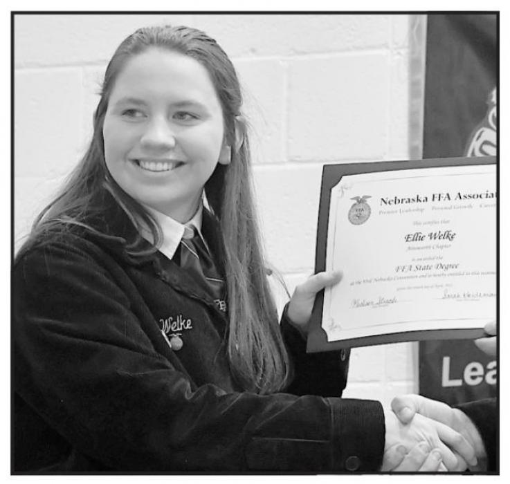 Ellie Welke received her State FFA Degree.