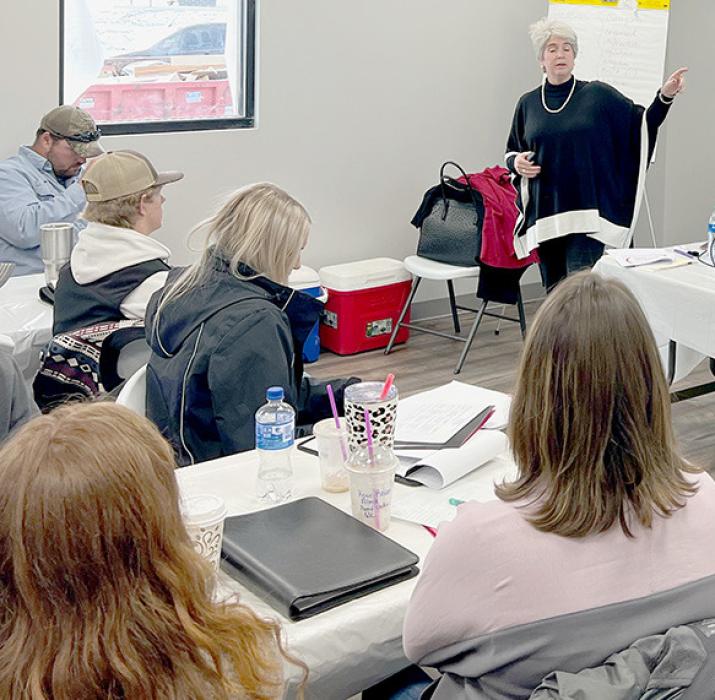 Dr. Leah Barrett, president of Northeast Community College, presented to the KBR Leadership Academy for their education session. Photo by Leah Hagan