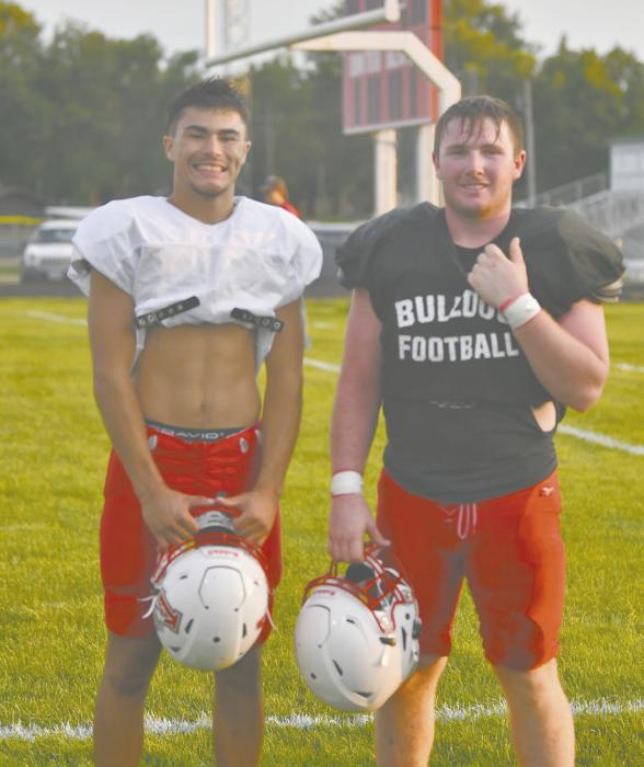 Pictured above are the AHS Football team captains for the 2025 season (left - right): Seniors Chris Fernandez and Witten Painter.