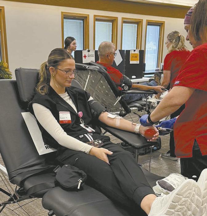 Recent Ainsworth graduate and former FFA member Emma Kennedy donated her blood during the drive. The chapter had 38 donors during the blood drive. Photo Courtesy of Josie Ganser