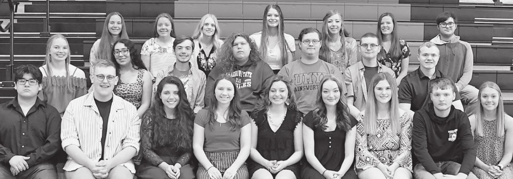 Members of the 2021 Senior Class who received scholarships are (front row - left to right): Victor Carranza, Cody Kronhofman, Josie Ganser, Ellie Welke, Molly Salzman, Shaley Starkey, Elizabeth Smith, Rylan Hobbs and Madison Welch; (middle row - left to right) Mila Pozehl, Lisbeth Esparza, Brandt Murphy, Matthew Jeffers, Seth Anderson, Nathan Petty and Logan Hafer; (back row - left to right) Katrina Beel, Moriah Beel, Cailin Orton, Adriana Hood, Valarie Morris, CeeAnna Beel and Cody Scott.