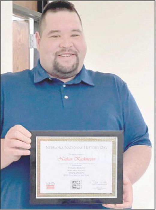 Nathan Kackmeister has been named the Nebraska National History Day, Senior Division, Teacher of the Year.