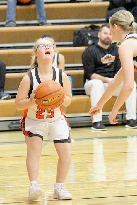 Peyton Dixon points to where she and Haley Happold had been practicing.