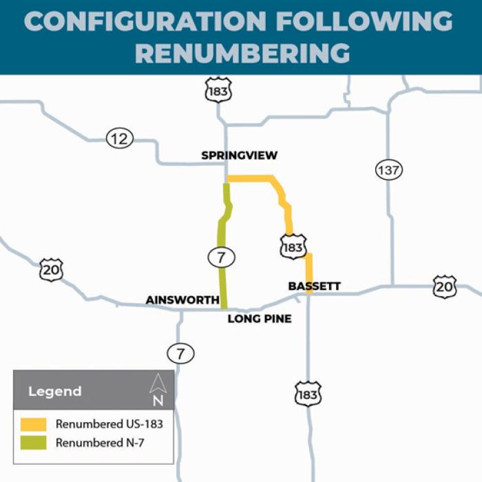 NDOT Announces Renumbering of US-183 and N-7 Near Bassett