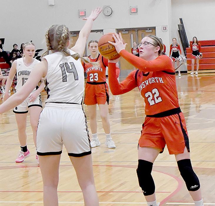 Freshman Gracyn Painter scored 13 points against the Elmwood Murdock Lady Knights in C2-3 District Finals.