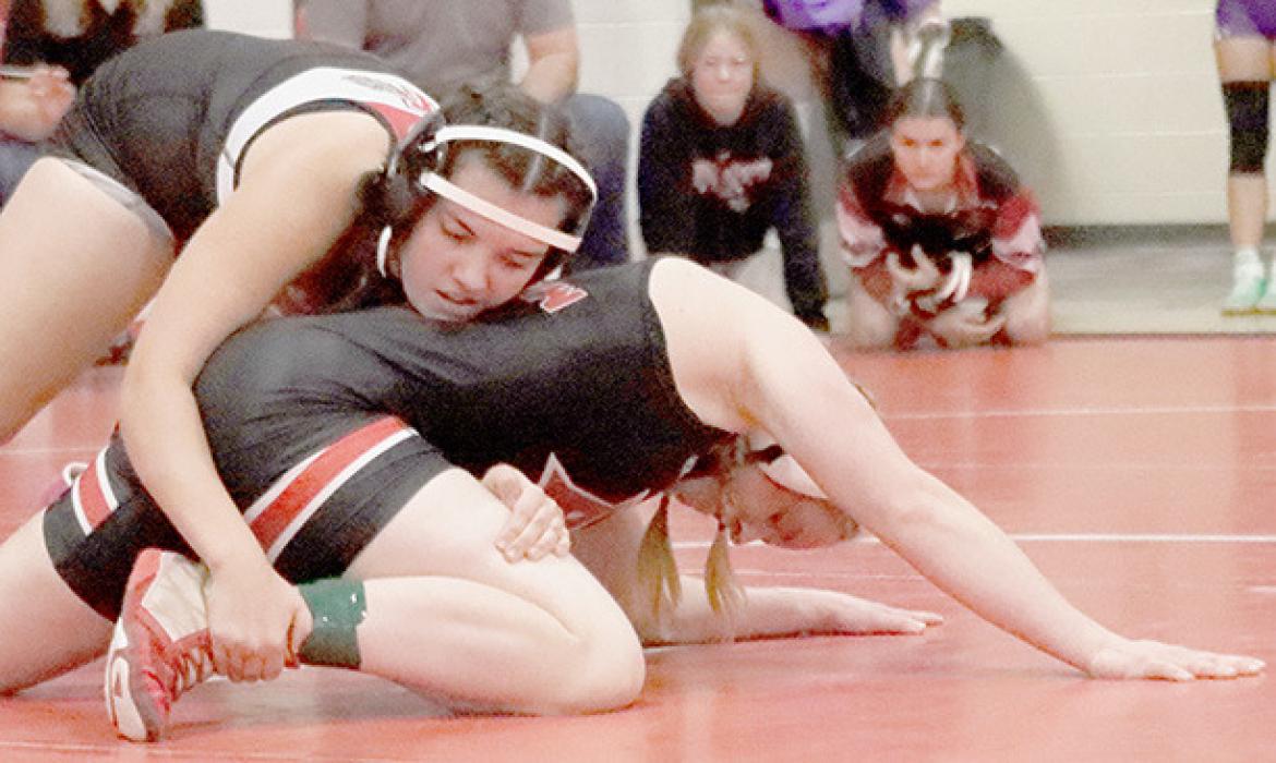 Braylin Rudnick wrestled in the 145 lb. weight class at the Valentine Girls Invitational.