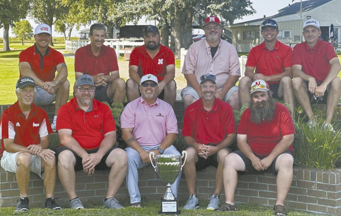 Ainsworth won the 2026 Border Cup, 15-1/2 to 9-1/2, over Bassett Saturday in the annual match play event featuring the top golfers from the Ainsworth Golf Course and the Bassett Country Club. Ainsworth team members were front row, left to right: Joel Klammer, Troy Brodbeck, Dallas Fowler, Kevin Martin and Robert Magill. Back row: Nick Martin, Doug Weiss, Heath Rudnick, Graig Kinzie, Kyle Jackman and Cody Goochey.