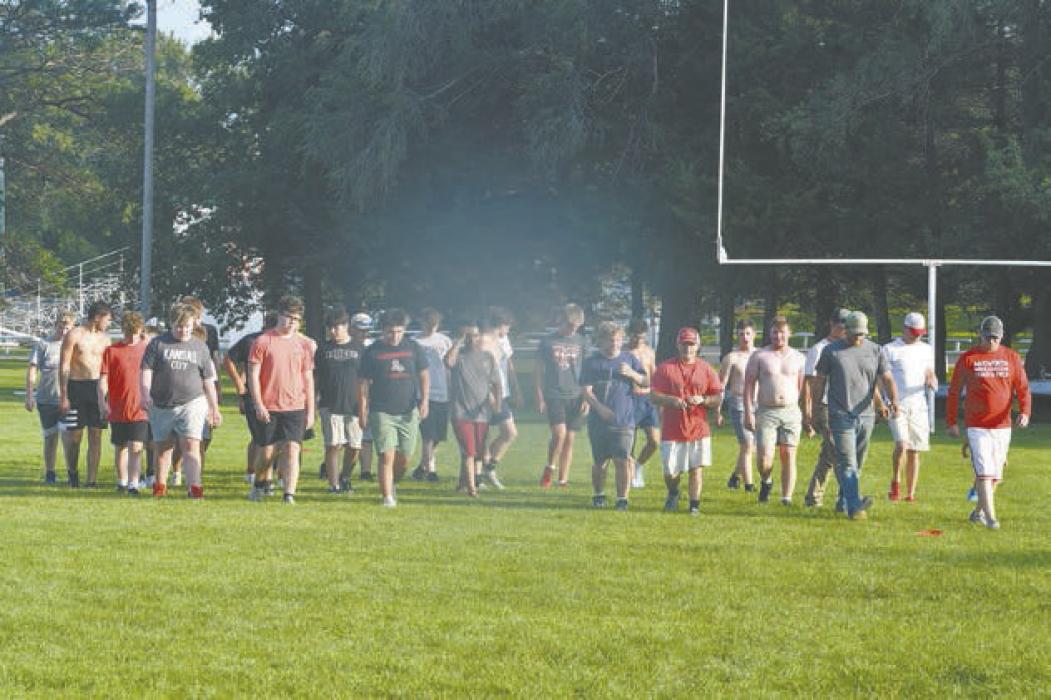 Over 20 middle and high school athletes joined in on the first day of the football team’s conditioning week.