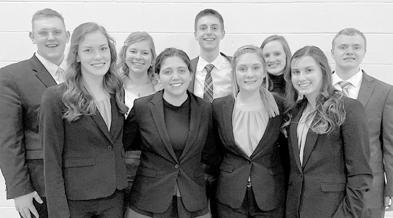 Ainsworth High School 2021 State Speech Competitors included (Front Row - Left to Right): Eden Raymond, Josie Ganser, Maren Arens and Dakota Stutzman; (Back Row - Left to Right): Cody Kronhofman, Alyssa Erthum, Ben Flynn, Libby Wilkins and Logan Hafer.