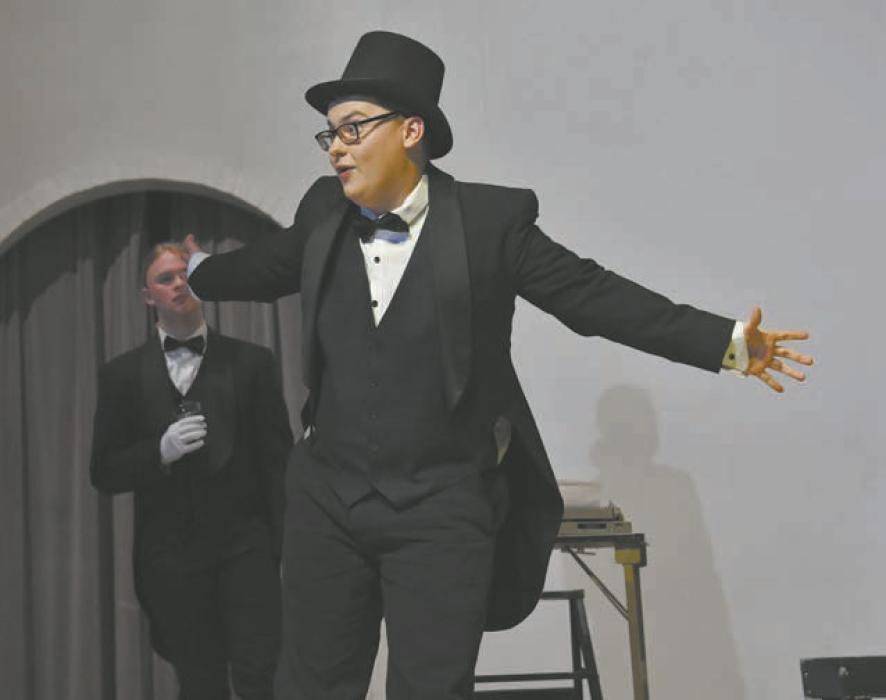 William Biltoft helps the audience understand the steps in how to get away with a murder mystery.