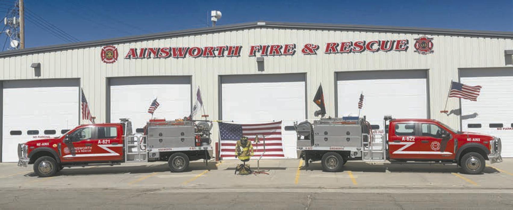 The Ainsworth Fire and Rescue teams honored the victims of 9/11 with a display on Friday, September 11, the 25th anniversary of the terrorist attack.