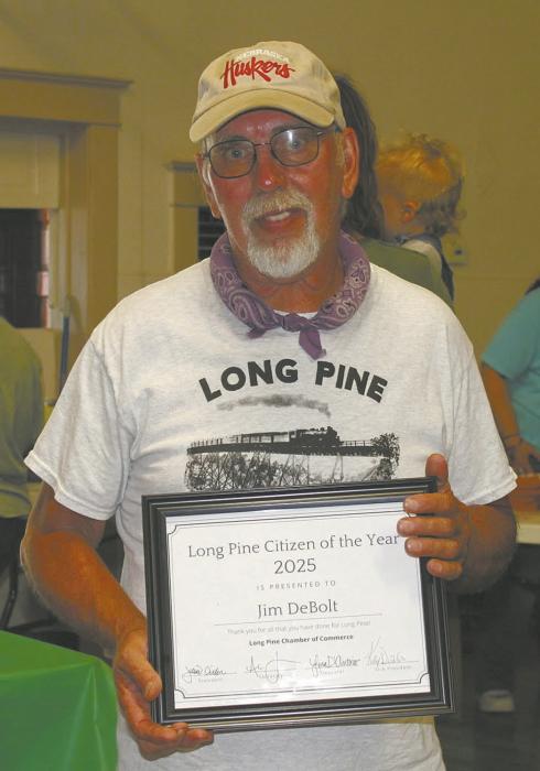 Jim DeBolt was recognized as the 2025 Long Pine Citizen of the Year. DeBolt has served the City of Long Pine as the Utility Superintendent for many years, andis retiring.